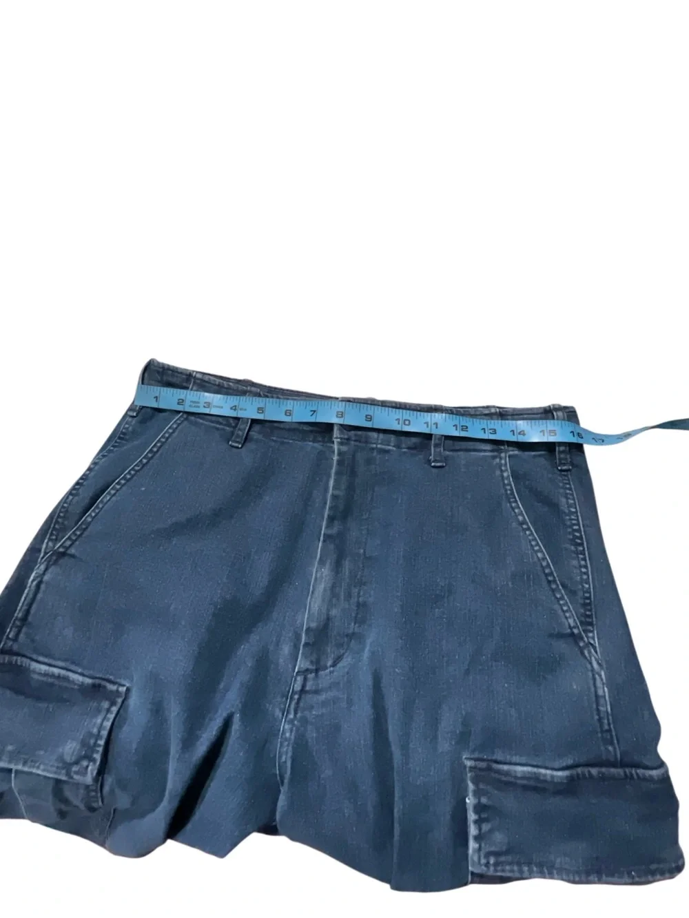 Uniqlo Mens Blue Denim Cargo Utility Pants Drawstring Inseam 29